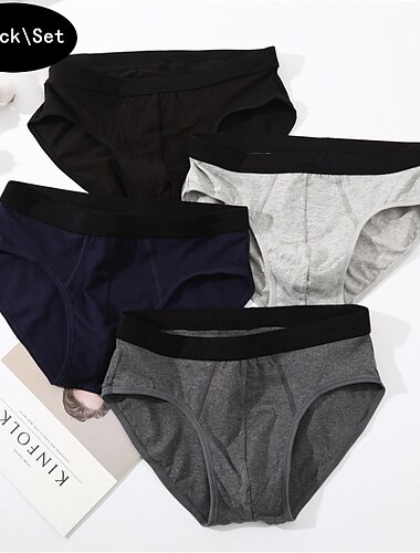  Herr 3-pack Kalsong 95% bomull Andningsfunktion Mjuk Slät Medium Midja Svart Rubinrött