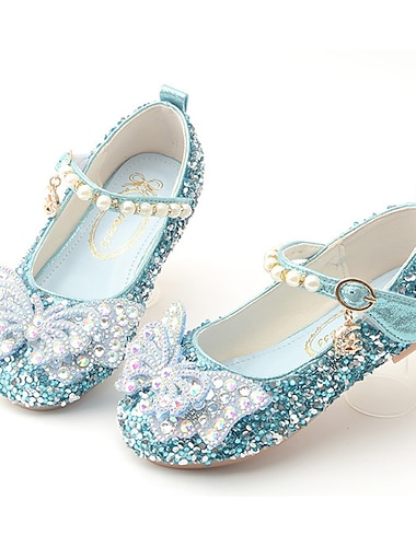  Frozen Cuento de Hadas Princesa Elsa Zapatos Mary Jane Lentejuelas Cosplay de película for Chica Niños Carnaval Mascarada