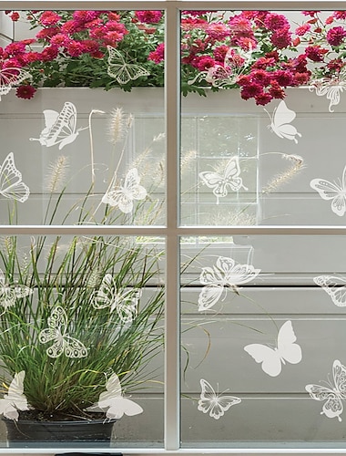  24 Stück verhindern, dass Vögel Fensteraufkleber, Türen und Fenster treffen, die mit großen elektrostatischen Schmetterlingen beklebt sind