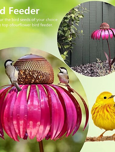  Mangiatoia per uccelli da fiore all'aperto, decorazione primaverile 78 cm altezza mangiatoia per fiori in metallo appesa mangiatoia per colibrì giardino per esterni in metallo forniture per uccelli alimentazione per uccelli da compagnia cattura cibo