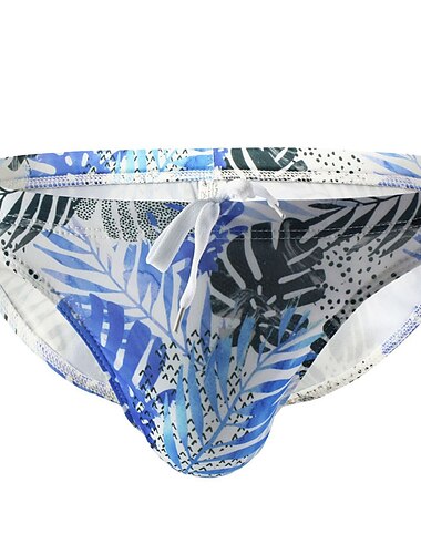  Herren Bademode Badehosen Schwimmen Tanga Kordelzug Bäume / Blätter Blumen / Pflanzen Atmungsaktiv Weich Einfach Gelb Rosa