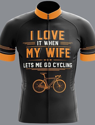  Voor heren Wielrenshirt Grafisch Letter en nummer Grappig Korte mouw Fietsen Shirt Kleding Bovenlichaam met 3 achterzakken Bergracen Wegwielrennen Sneldrogend Zacht Reflecterende strips Achterzak