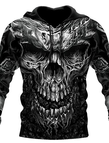  Hombre Cráneos Estampados Sudadera Sudaderas Sudadera Con Capucha Manga Larga Sudadera con capucha Con Capucha Ropa de calle Impresión 3D Diario Deportes Negro Estampado Primavera & Otoño Diseñador