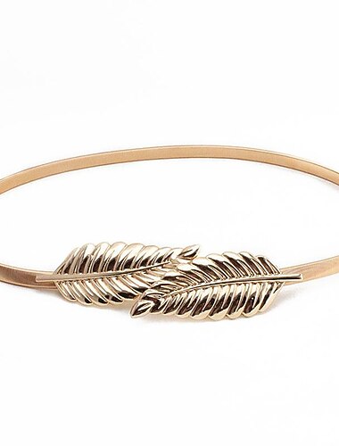  Dames Skinny riem Nylon Metalen Emmer Bladdecoratie Klassiek Bruiloft Feest Zilver Gouden 2# bladeren Zilver 2# bladeren Goud