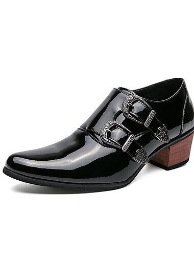  Férfi Félcipők Szerzetes cipő Extra méret Magasító cipők Alkalmi Brit Esküvő Buli és este Lakkbőr Fűzős Fényes fekete Fekete Barna Tavasz Ősz