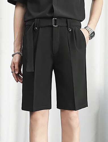  Herren Kleid-Shorts Sommer-Shorts Bermudas Arbeitsshorts Gefaltet Glatt Outdoor Ausgehen Modisch Strassenmode Schwarz Weiß Mikro-elastisch