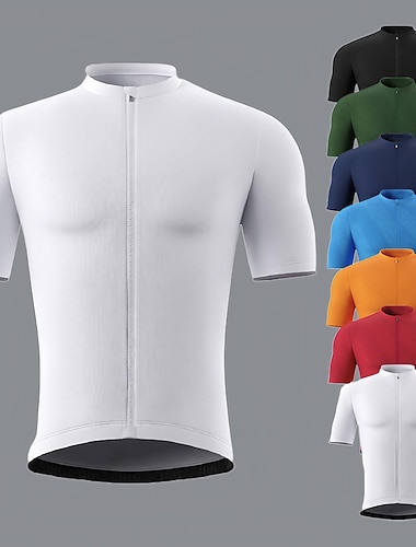  男性用 サイクリングジャージー 半袖 バイク ジャージー トップス 3つのリアポケット付き マウンテンサイクリング ロードバイク 高通気性 速乾性 吸汗性 ソフト ブラック ホワイト レッド カラーブロック パッチワーク ポリエステル スポーツ 衣類