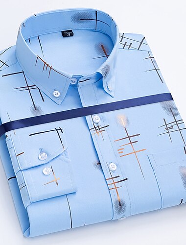  Pánské Košile k obleku Košile s knoflíkem Neželezná košile Košile s límečkem Streç Skotská kostka Svatební Práce Fialová Černá / šedá Černá Bílá Dlouhý rukáv Hranatý Celý rok Oblečení