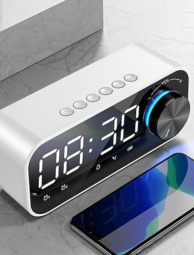  2023 ny LED digital dubbel väckarklocka trådlös bluetooth högtalare tf aux musikspelare