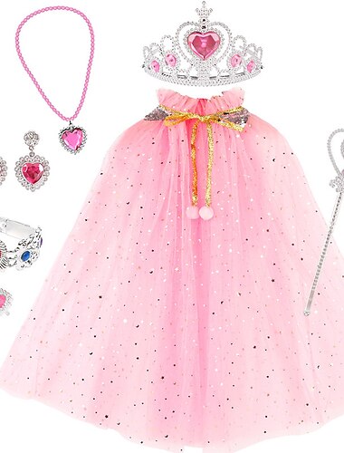  La Reine des neiges Conte de Fées Princesse Elsa Cape Tiare Ensemble d'accessoires Cosplay Cosplay de Film for Fille Enfant Carnaval Mascarade