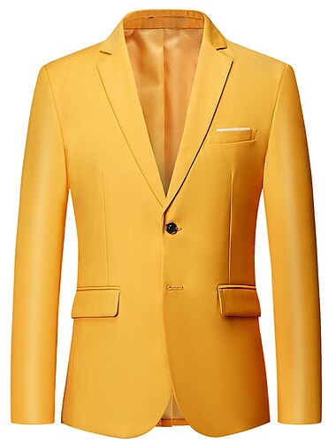  Herren Jacke Blazer Sakko Hochzeit Geschäft Draussen Tasche Frühling Herbst Glatt Modisch Zum Kleid Kargen Schwarz Weiß Gelb Rosa Wein Jacken