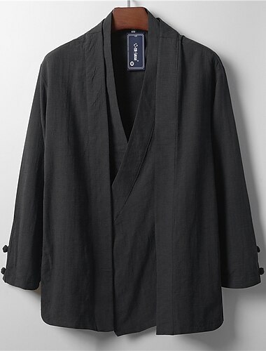  Herren Leichte Jacke Sommerjacke Leinenjacke Urlaub Alltagskleidung Langlebig Lässig / Alltäglich 2 in 1 Winter Frühling & Herbst Einfarbig Japan und Korea Style Freizeit Regulär Schwarz Wei