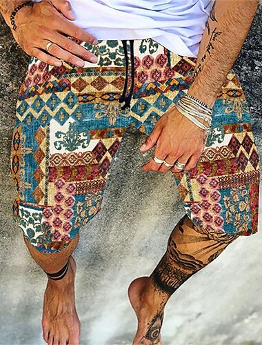  Herr Geometrisk Dödskalle Rand Boardshorts Badshorts Sommarshorts Låg Midja Ledigt Hiphop Utomhus Dagligen Helgdag Mönster Rakt ben Designer Kläder