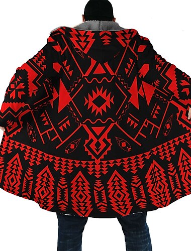 Herren Geometrie Wintermantel Fleecejacke Mantel warm halten Atmungsaktiv Komfortabel Strassenmode Sport Ethnischer Stil Sport & Natur Freizeitskleidung Ausgehen Zip Tasche Bedruckt Herbst Winter