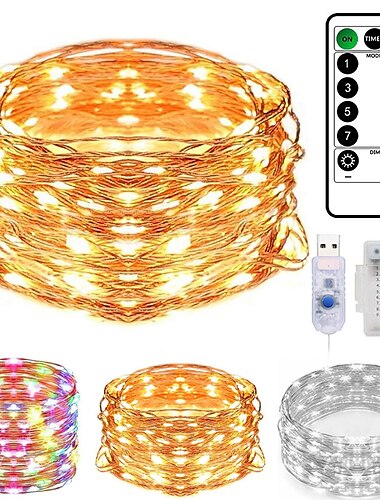  elegantní LED světla pro svatební hostinu 20 m Dekorativní světla z měděného drátu 200 led s dálkovým ovládáním 8 režimů osvětlení pro výzdobu pokoje pro vánoční svatební hostinu (bez baterie)