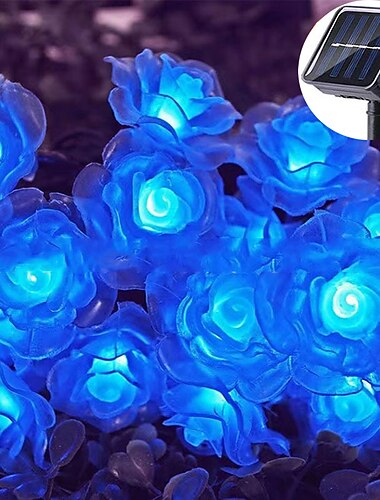  Wasserdichte Solar-Rosen-Lichterketten für den Außenbereich 12 m-100 LEDs 7 m-50 LEDs 6,5 m-30 LEDs Valentinstag Hochzeitsfeier Gartendekoration im Freien