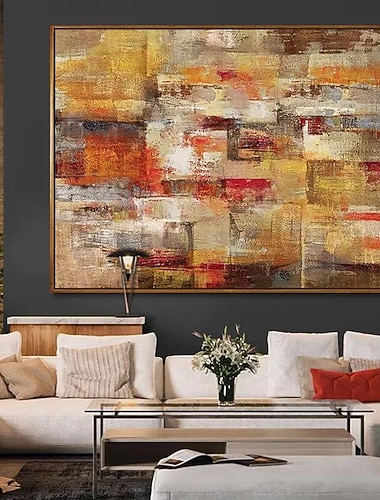  ציור שמן צבוע-Hang מצויר ביד אופקי מופשט אומנות פופ מודרני ללא מסגרת פנימית