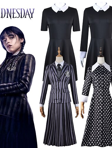  Szerda Addams Film & TV témájú kosztümök szerda Ruhák Felszerelések Punk és gótika Filmsztár jelmez for Női Felnőttek Farsang