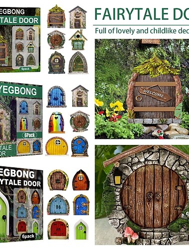  6 stks fairy tuindeur voor boom fairy tuin outdoor decor accessoires sprookjesachtige tiny house deuren mini cadeau voor multicolor