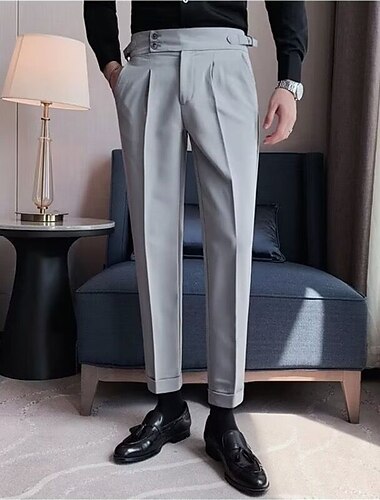  Per uomo Laurea Pantaloni Eleganti Pantaloni Pantaloni plissettati Pantaloni da Abito Tasca Vita alta Semplice Comodità Ufficio Affari Casuale Elegante Vintage Nero Verde Vita Alta Micro-elastico