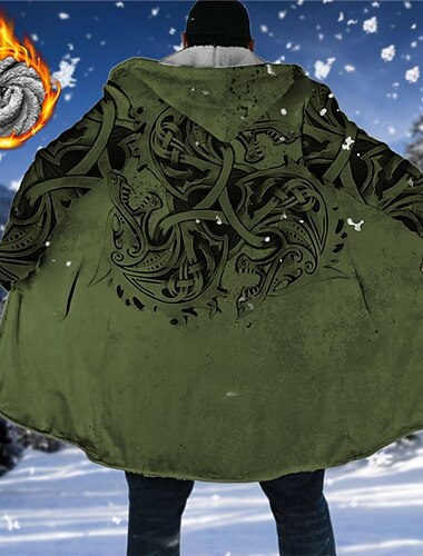  Herren Abstrakt Grafik-Drucke Wintermantel Fleecejacke Mantel warm halten Atmungsaktiv Komfortabel Modisch Strassenmode Sport Sport & Natur Freizeitskleidung Ausgehen Zip Tasche Bedruckt Herbst Winter