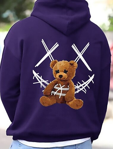  Herren Graphic Bär Hoodie Sweatshirt Kapuze Hoodies Pullover Hoodie Sweatshirt Kapuze Langarm Sweatshirt mit Kapuze Mit Kapuze Cool Sport & Natur Strassenmode Schwarz Rote Frühling Herbst Designer