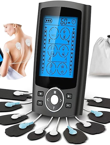  Stimulator muscular zeci de moduri EMs electrice acupunctura masaj corporal terapie digitala aparat de slabit electrostimulator canal dublu cu 10 tampoane rezistente la praf