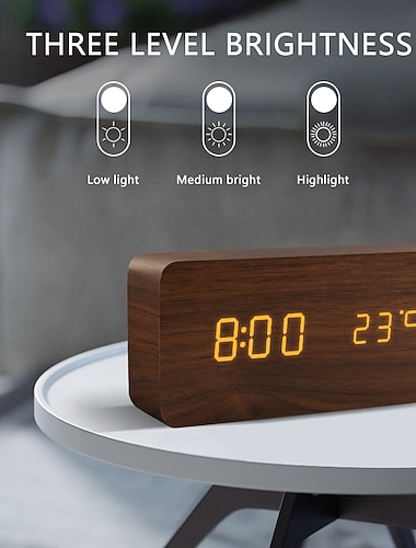  Alarm Clock LED Wooden Watch Table Voice Control Digital Wood Despertador USB/AAA Powered Electronic Desktop Clocks