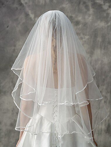  Два слоя Стиль / Европейский стиль Свадебные вуали Фата до локтя с Слои юбки / Чистый цвет Тюль