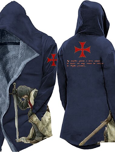  Herren Wintermantel Fleecejacke Jacke Freizeitskleidung Urlaub Fleece-Futter Mit Taschen Bedruckt Vordertasche Herbst Winter Buchstabe Kreuz Brautkleider schlicht Komfort Kapuzenpullover Standard
