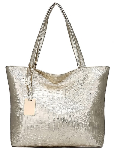  sac fourre-tout en cuir synthétique argenté pour femme | sac à bandoulière de grande capacité pour un usage quotidien et au bureau – élégant et polyvalent