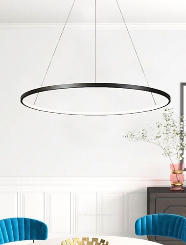  Lámpara colgante led de 1 luz 40cm 60cm 80cm aluminio círculo acrílico dorado blanco negro acabados pintados regulable para cocina moderna y sencilla para el hogar dormitorio 25w 38w 50w solo
