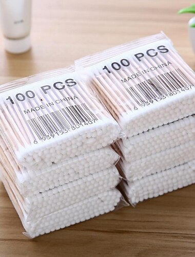  3 paquetes/300 Uds hisopo de algodón hisopo de madera de doble extremo hisopo de algodón hisopo de algodón tampón de oído béisbol eliminación de maquillaje hisopo de algodón
