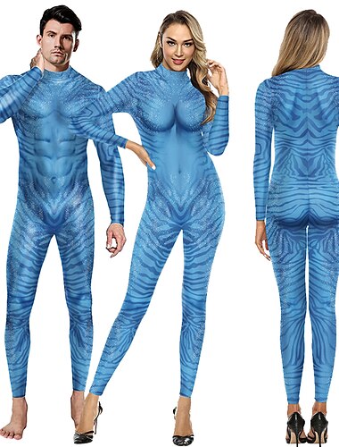  couples zentai costumes catsuit skin suit avatar 2 la voie de l'eau neytiri jake sully costumes de cosplay pour adultes halloween hommes femmes monstre halloween carnaval