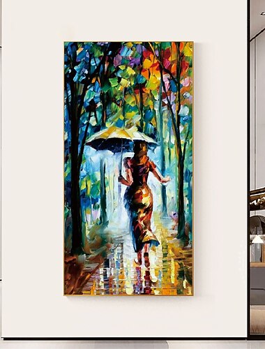  fait à la main peint à la main art mural abstrait moderne leonid afremov rainny dame paysage décoration de la maison décor toile roulée pas de cadre non étiré