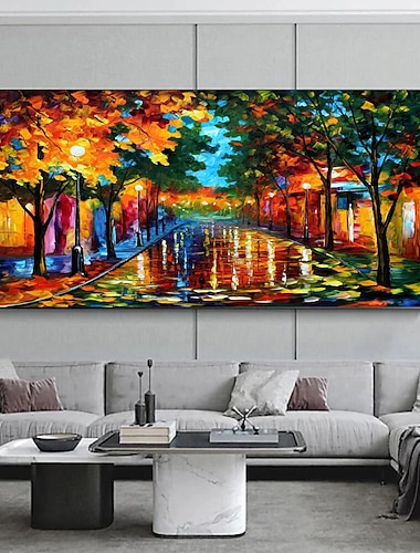  oljemaleri håndlaget håndmalt veggkunst moderne abstrakt byelsker tre landskapsmaling veggkunst hjemmedekorasjon innredning rullet lerret uten ramme ustrukket