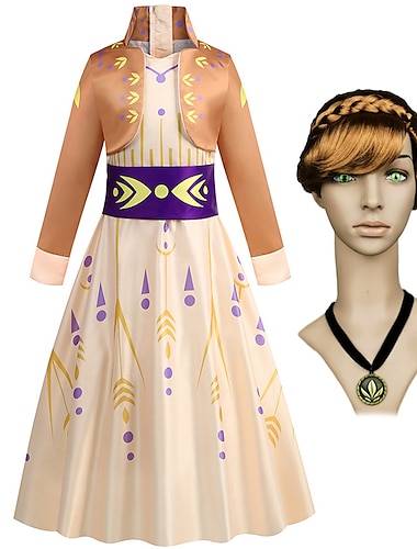  Frozen Eventyr Prinsesse Anna Blomsterpikekjole Temafestkostyme Cosplay Film-Cosplay for Jente Barne Karneval Maskerade