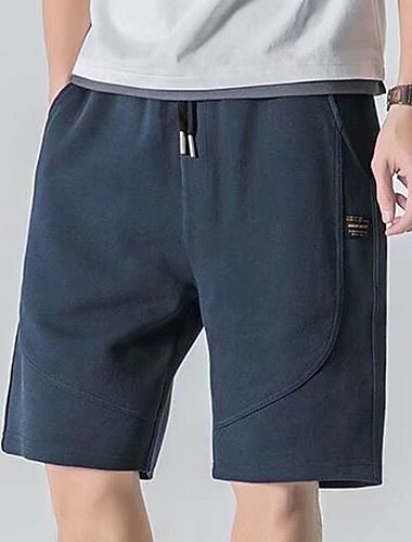  Herren Sportliche Shorts Aktive Shorts Sweatshorts Kurze Hose Tasche Kordelzug Elastische Taille Glatt Komfort Atmungsaktiv Knielänge Täglich Festtage Fitnessstudio Basic Modisch Schwarz Blau