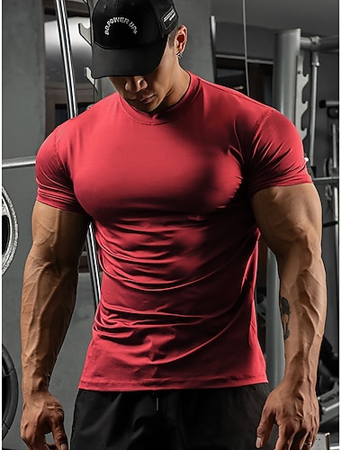  Homme T-shirt Running Vetement Musculation T Shirt Compression Manche Courte Sous Vêtement Athlétique Spandex Respirable Séchage rapide Evacuation de l'humidité Exercice Physique Fonctionnement
