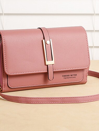  Dam Plånböcker Mobiltelefon väska Crossbody-väska PU läder Dagligen Utekväll Dragkedja Slät Svart Rodnande Rosa Dammig ros