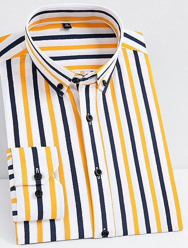  Homens Saia Listrado Casamento Ao ar livre Preto Branco Amarelo Azul Marinha Manga Longa Aberto para a Lateral Primavera & Outono Roupa Botão para baixo