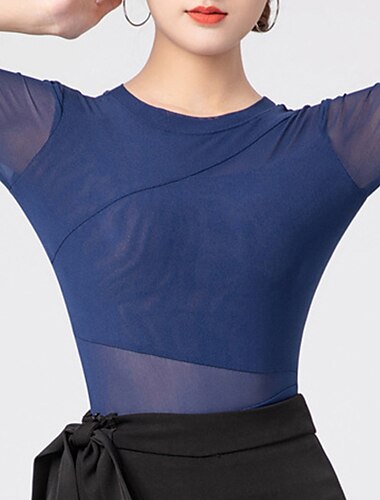  Latein-Tanz Sportkleidung Gymnastikanzug / Einteiler Horizontal gerüscht Pure Farbe Farbaufsatz Damen Leistung Ausbildung Langarm Hoch Polyester