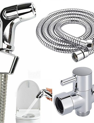  ensemble de pulvérisateur de bidet de toilette à main kit bidet à main en acier inoxydable robinet pour salle de bain ensemble de tuyau de buse de pommeau de douche à main arroseur de toilette