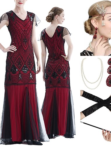  Goldene Zwanziger 1920er Cocktailkleid Flapper Kleid Kleid Outfits Der große Gatsby Übergrössen Hochzeitsgast Quastenfransen Quaste Damen Karneval Maskerade Veranstaltung / Fest Abschlussball