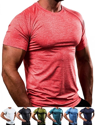  男性用 ジムシャツ 半袖 Tシャツ スパンデックス 高通気性 ライトウェイト 快適 ヨガ ジムトレーニング ランニング スポーツウェア アクティブウェア ブラック ホワイト アーミーグリーン