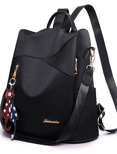  Damen Rucksack Schultasche Rucksack Outdoor Täglich Feste Farbe Oxford Einstellbar Wasserdicht Anhänger Schwarz Rote Blau