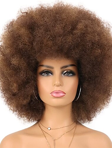  Perücke, 70er-Jahre-Afro-Perücke für schwarze Frauen, leimlose Wear-and-Go-Perücke, dunkelblaue Farbe, Kostüm-Halloween-Perücken, kurze Afro-Disco-Perücke, synthetische, bauschige, hitzebeständige