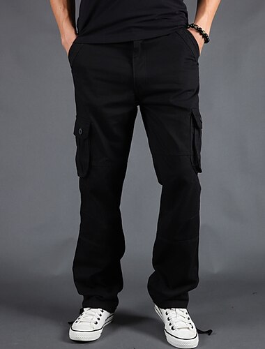  Men's Cargo Pants Cargo Trousers Trousers Multi Pocket Straight Leg Plain Comfort Wearable Casual Daily Going out 100% Cotton Sports Stylish Gray Green Grass Green