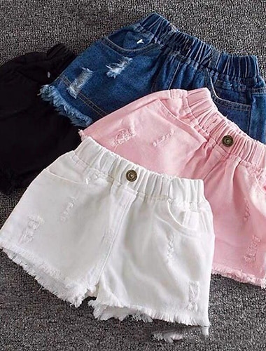  shorts pour filles été 2022 style étranger pour enfants shorts en jean pour enfants d'âge moyen et plus âgés portent des pantalons chauds avec des trous mode multicolore