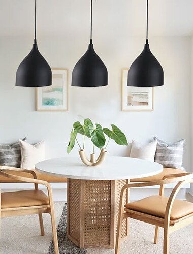  3 אורות 19 ס"מ תאורת תליון לד צורת צופר עיצוב אורות מתכת צבועים גימורים בסגנון מינימליסטי מתכוונן סלון פינת אוכל מנורת 110-120v 220-240v מקסימום 60w